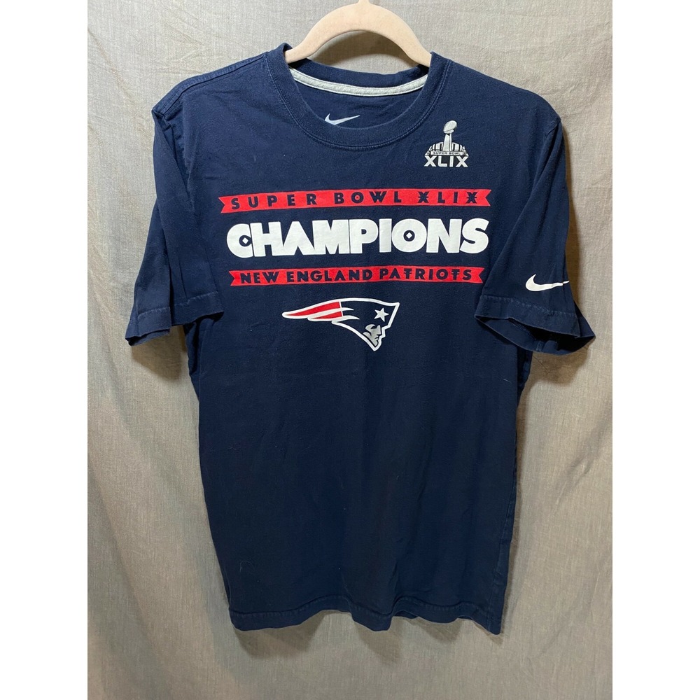 New England Patriots Super Bowl XLIX Nike Shirt Adult Medium Blue Tee Mens